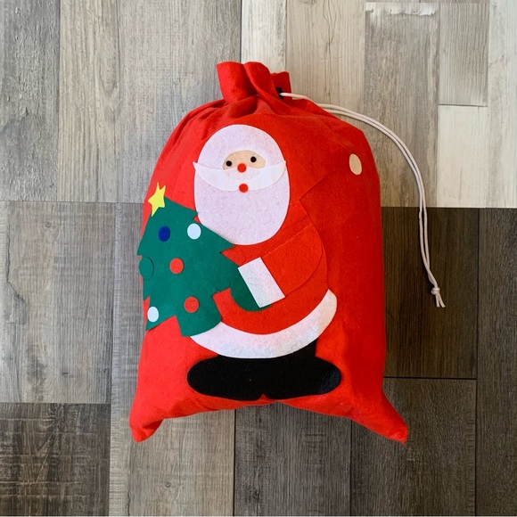 Other - Santa Christmas Felt Drawstring Gift Storage Bag